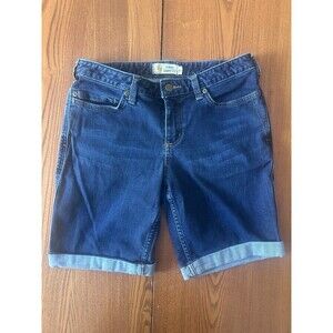 Carhartt Jean Shorts Slim Fit Skinny Leg Womens Size 8 Dark Blue Cuffed Stretch